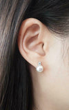 1ct Stud Earrings Round Cut Diamond Petite Pearl Design 14k White Gold Finish