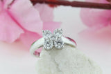 Clover Cluster Floral Engagement Ring 1ct Round Cut Diamond 14k WhiteGold Finish