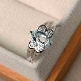 1ct Marquise Cut Aquamarine Dual Shank Solitaire Accent Ring 14k White Gold Over