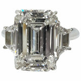 4Ct Emerald Cut Diamond Gatsby Trilogy Engagement Ring 18K White Gold Finish