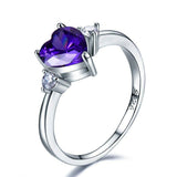 1ct Heart Purple Amethyst Engagement Ring 14k White Gold Finish Trilogy Diamond