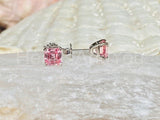 2ct Asscher Cut Simulated Pink Ruby Solitaire Stud Earrings 14k WhiteGold Plated