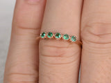 1.65ct Round Cut Green Emerald Engagement Ring Five Stone 14k Rose Gold Finish