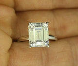 3Ct Emerald Cut Diamond Classic Solitaire Engagement Ring 18K White Gold Finish