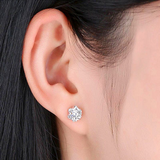 2ct Round Cut VVS1D Diamond Snowflake Design Stud Earrings 14k White Gold Finish