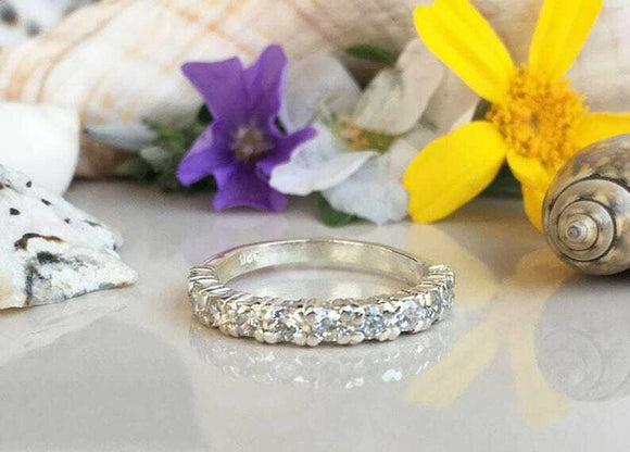 1.55ct Wedding Ring Band Round Cut Diamond Stackable Design 14k White Gold Over