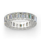 6Ct Emerald Cut Diamond Cocktail Iced Eternity Wedding Band 14K White Gold Over