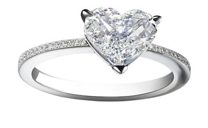 1.5ct Heart Cut Diamond Dainty Slim Propose Engagement Ring 14k White Gold Over