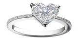 1.5ct Heart Cut Diamond Dainty Slim Propose Engagement Ring 14k White Gold Over