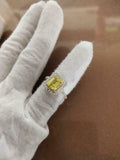 2ct Engagement Ring Emerald Cut Yellow Sapphire Diamond Halo 14k White Gold Over