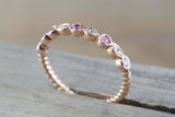 1ct Round Purple Amethyst Wedding Band 14k Rose Gold Over Braided Petite Dainty