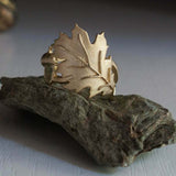 Leaf Petal Women Engagement Ring 14k Yellow Gold Finish