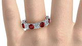 2ct Round Cut Red Garnet Eternity Wedding Band Ring 14k White Gold Finish