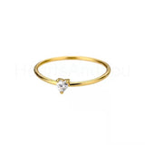 0.6ct Heart Simulated Diamond Minimalist Engagement Ring 14k Yellow Gold Plated