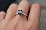 1ct Engagement Ring Round London Blue Topaz Diamond Accent 14k White Gold Finish