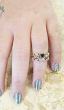 1.7ct Round Cut Black Diamond Floral Petal Bridal Set Ring 14k Rose Gold Finish