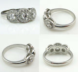 4Ct Round Cut Diamond Halo Trilogy Vintage Engagement Ring 14K White Gold Finish