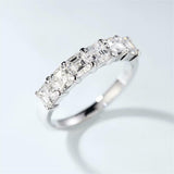 3ct Asscher Cut Diamond Wedding Ring Band Half Eternity 14k White Gold Finish