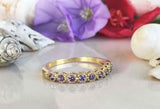 1.2ct Wedding Ring Band Round Cut Purple Amethyst Stackable 14k Yellow Gold Over