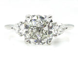 4Ct Cushion Cut Diamond Trilogy Engagement Ring 14K White Gold Over Pear Accents