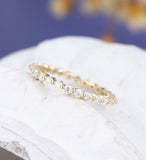 1ct Round Cut Moissanite Full Eternity Women Wedding Band 14k Yellow Gold Plated