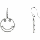 1ct Round Cut VVS1 Diamond Smiley Face Drop Earrings Women 14k White Gold Finish