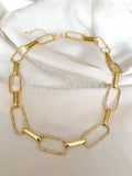 1.2ct Round Cut Moissanite Paperclip Chain Link Bracelet 14k Yellow Gold Plated