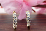 Five Stone Hoop Earrings 0.8ct Round Cut VVS1D Diamond 14k Yellow Gold Finish