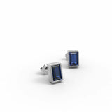 1ct Stud Earrings Baguette Cut Blue Sapphire Bezel Solitaire 14k White Gold Over