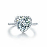 2ct Heart Cut Diamond Halo Engagement Ring 14k White Gold Over with Round Accent