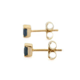 0.7ct Stud Earrings Princess Cut Sapphire Petite Solitaire 14k YellowGold Finish