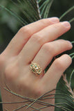 0.5ct Round Cut Green Emerald Engagement Ring Floral Bouquet 14k YellowGold Over