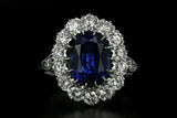 4.5ct Oval Cut Blue Sapphire Cocktail Wedding Engagement Ring 14k WhiteGold Over