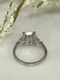 1.4ct Cushion Cut VVS1 Diamond Three Stone Engagement Ring 14k White Gold Finish