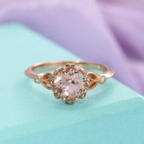 1ct Round Peach Morganite Engagement Ring Milgrain Solitaire 14k Rose Gold Over