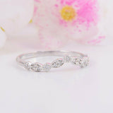 1ct Round Cut VVS1D Diamond Wedding Band Curved Stackable 18k White Gold Finish