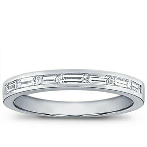 1ct Baguette Cut VVS1 Diamond Eternity Wedding Ring Band 14k White Gold Finish