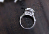 Vintage Halo Engagement Ring 1.5ct Asscher Cut Diamond 14k White Gold Finish