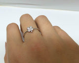 0.1ct Engagement Ring Round Cut Diamond Flower Minimalist 14k White Gold Finish