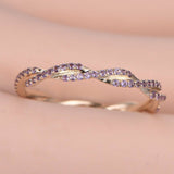 1.2ct Round Cut Purple Amethyst Infinity Wedding Band Ring 14k Rose Gold Finish