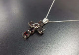 1.5ct Red Garnet Pendant Oval Cut Christ Cross 14k White Gold Finish NO CHAIN