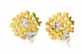 1ct Round Cut VVS1D Diamond Mesh Stylish Stud Earrings 14k Yellow Gold Finish