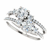 1ct Round Cut Diamond 2 Stone Intertwined Engagement Ring 14k White Gold Finish