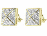 0.4ct Round Cut VVS1D Diamond Pyramid Cluster Stud Earrings 14k Yellow Gold Over