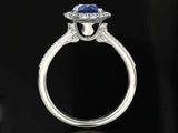 2.7ct Round Cut Blue Sapphire Engagement Ring Bridal Set Halo 14k WhiteGold Over