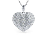 2ct Diamond Round Cut Brilliant Puff Heart Pendant with Chain 14k WhiteGold Over