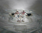 6 Prong Solitaire Engagement Ring 2ct Heart Cut Diamond 14k White Gold Finish