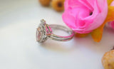 2ct Pear Peach Morganite Engagement Ring 14k WhiteGold Over Stackable Bridal Set