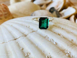 2.3ct Engagement Ring Green Emerald Cut Solitaire Promise 14k White Gold Finish