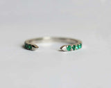 1ct Round Cut Green Emerald Engagement Ring 14k White Gold Finish Open Stackable